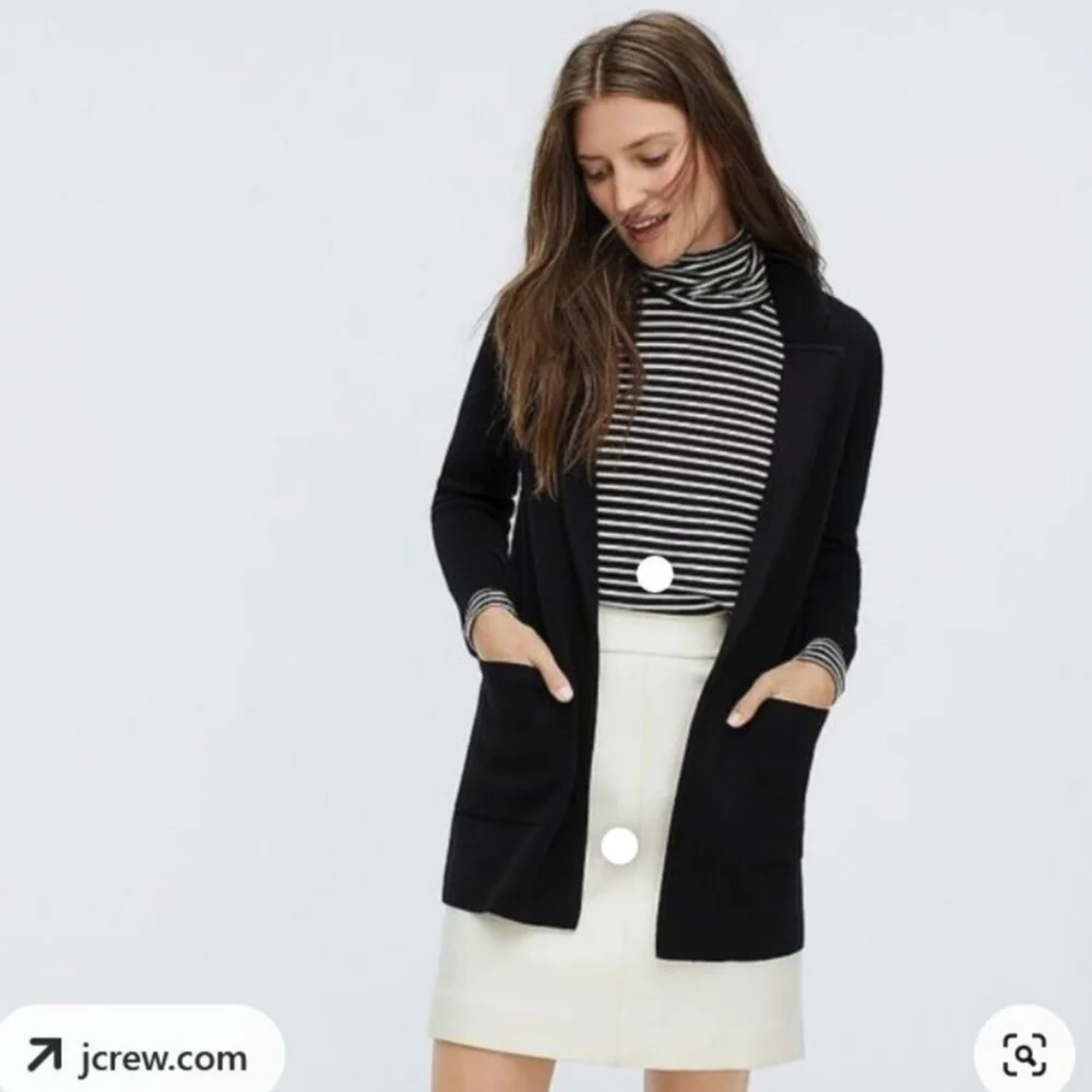 J. Crew Women's Blazer 365 Sophie Merino Wool Blend Swaeter Cardigan Black Sz XS
